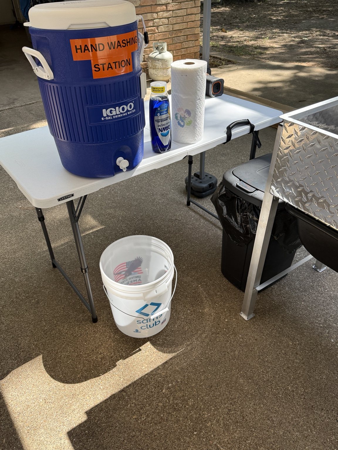 Hand-washing station at the market